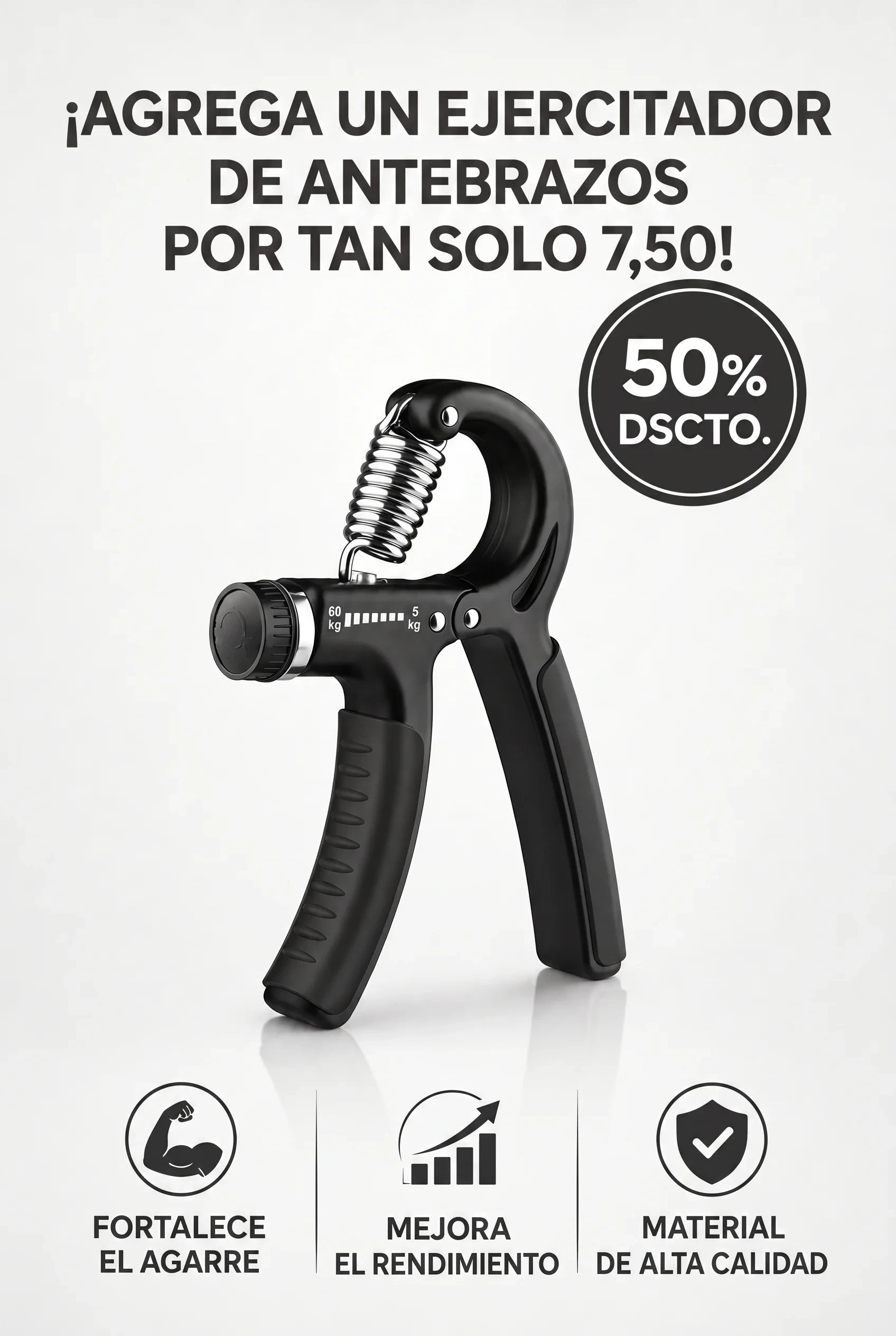 PROMO 50% OFF Ejercitador Antebrazo, Agarre Regulable